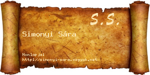 Simonyi Sára névjegykártya